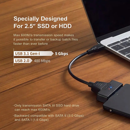 Adaptador Usb C A Sata 2,5 Para Discos Y Grabadoras - Evox Negro
