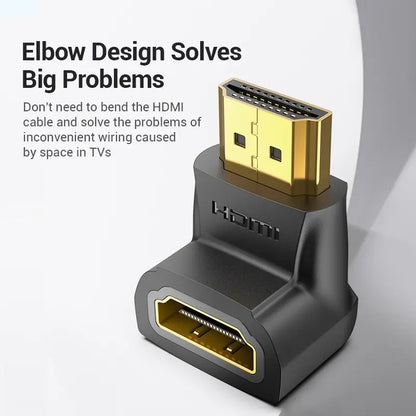 Adaptador Hdmi Macho A Hdmi Hembra Codo 90° Grados Vention