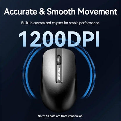 Mouse Optico Vention Usb Cable 1200 Dpi Oficina 1,5 Metros Negro