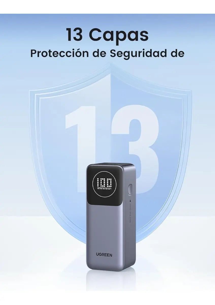 Power Bank Bateria Portatil 12000mah 100w Usb Tipo C Ugreen Gris