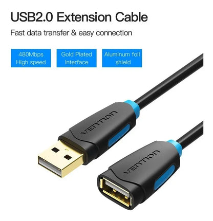 Alargue Usb 2,0 Cable 1 M Extensor Alta Velocidad Vention Negro