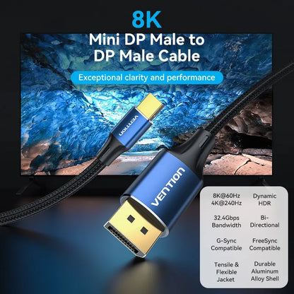 Cable Mini Display Port A Display Port 8k 4k Hd 2m Vention Negro