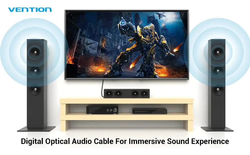 Cable Optico Trenzado Audio Digital Fibra Plug 2m Vention