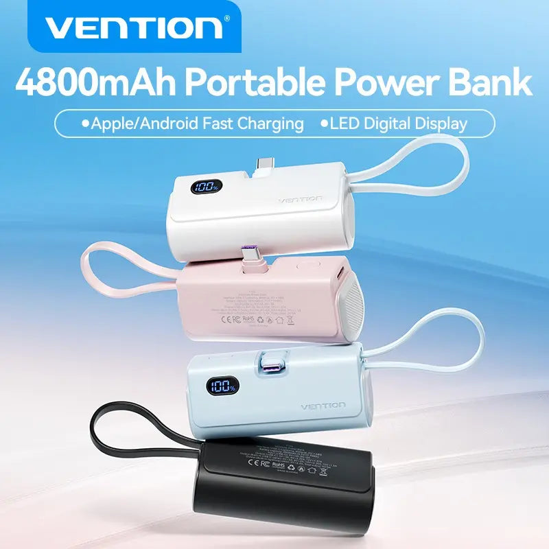 Cargador Portatil Powerbank Light+ Usb C 20w 4800mah Vention