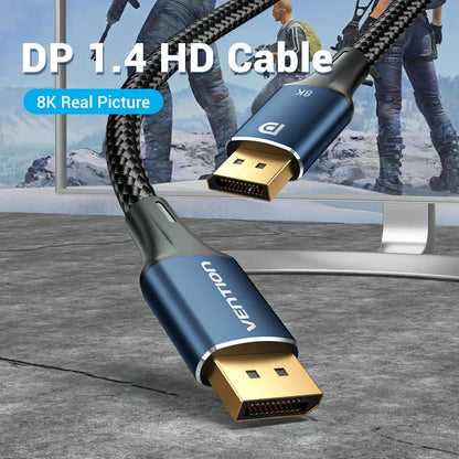 Cable Display Port 8k 60hz Hdr Gsync Aluminio 2 M Vention