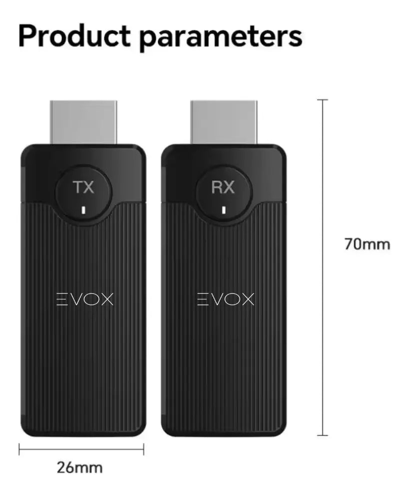 Transmisor Hdmi Inalambrico Wifi Evox 1080p 60hz 30 Metros Negro