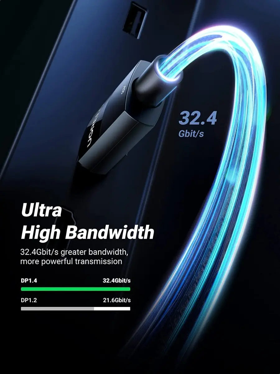 Cable Display Port 1,4 Gamer 8k 60hz 4k Hdr 3d 1,5m Ugreen Negro