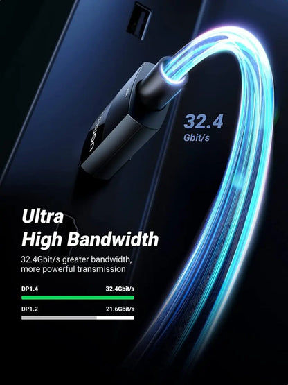 Cable Display Port 1,4 Gamer 8k 60hz 4k Hdr 3d 1,5m Ugreen Negro