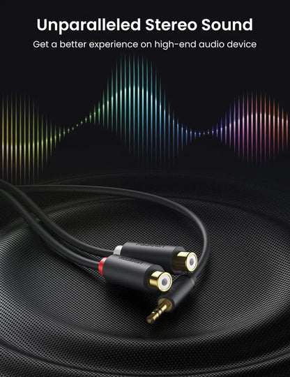 Cable Audio Auxiliar Jack 3,5mm A 2 Rca Hembra 25cm Ugreen