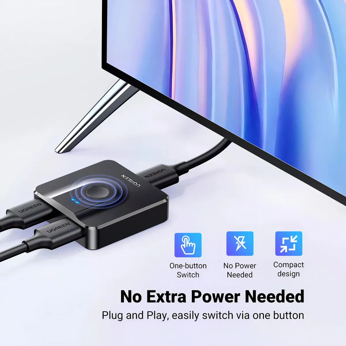 Switcher Hdmi 2 In 1 Out 4k @ 60hz 3d Bidireccional Ugreen