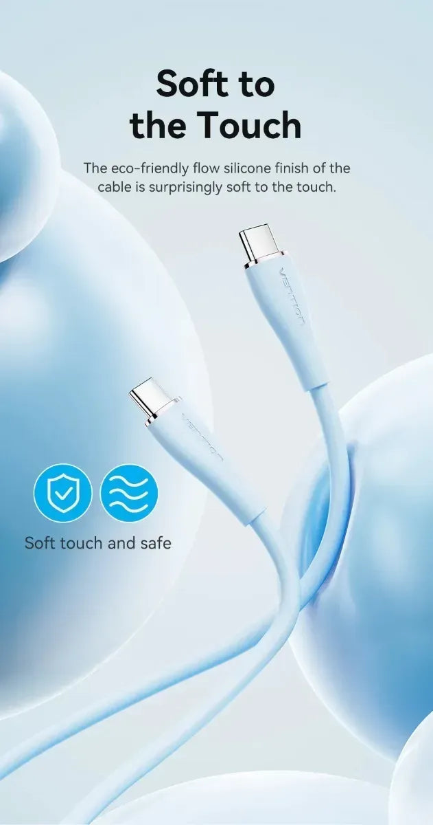 Cable Usb C Carga Rapida Vention 1m 5a 100w Verde Claro
