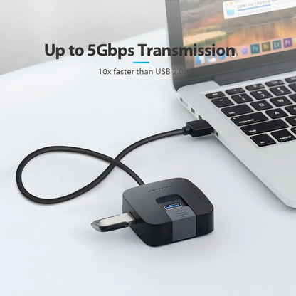 Hub Cable Usb - 1 Puerto Usb 3,0 + 3 Puertos Usb 2,0 Vention Negro