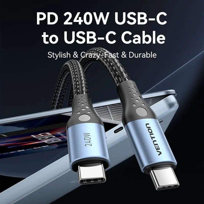 Cable Usb C 240w Carga Ultra Rapida Trenzado 2 M Vention Negro
