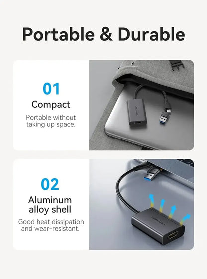 Adaptador Vídeo Usb + Usb C A Hdmi Hembra 1080p 60hz Vention
