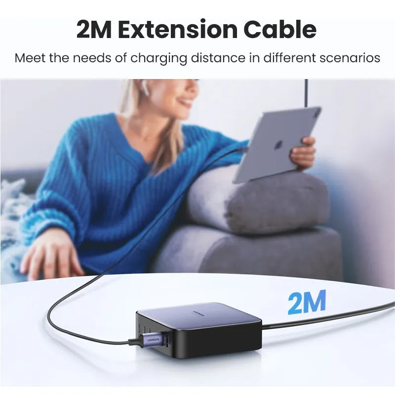 Cargador Premium 6 En 1 Usb-c X4 Usb X2 Alumino 200w Ugreen Negro