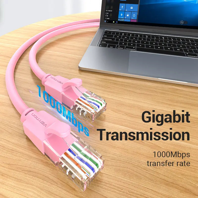 Cable Red Cat6 Utp Gigabit Patch Cord Rj45 1m Rosa Vention