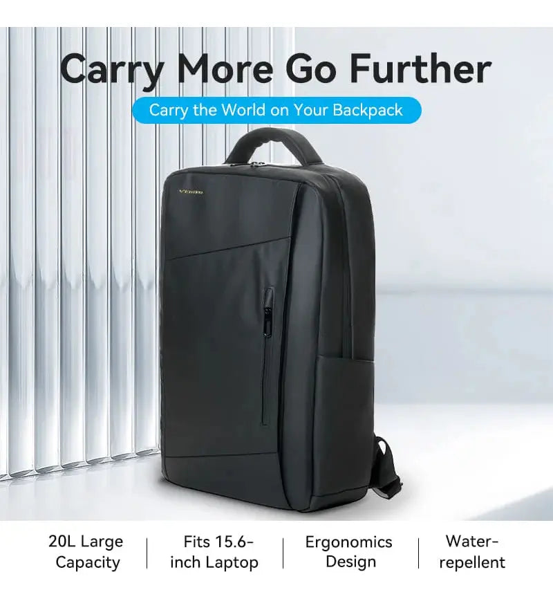 Mochila Porta Notebook / Laptop 15,6 Ipx4 20 Litros Vention Negro Liso