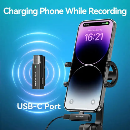 Microfono Corbatero X2 Usb C Lavalier Inalambrico Vention Negro