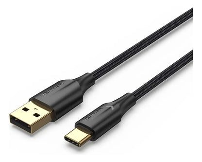 Cable Usb A Usb C 3a Trenzado 1 Metro Vention Negro