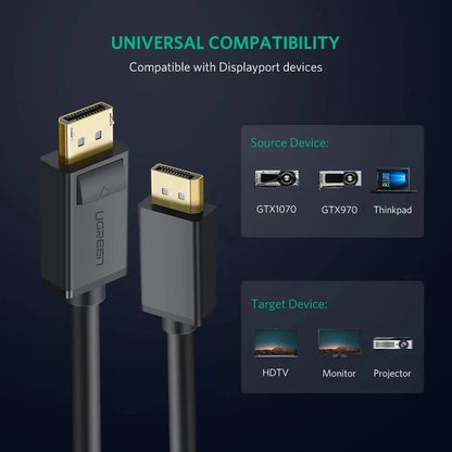Cable Displayport Premium Dp 1.4 8k Trenzado 144hz 1m Ugreen