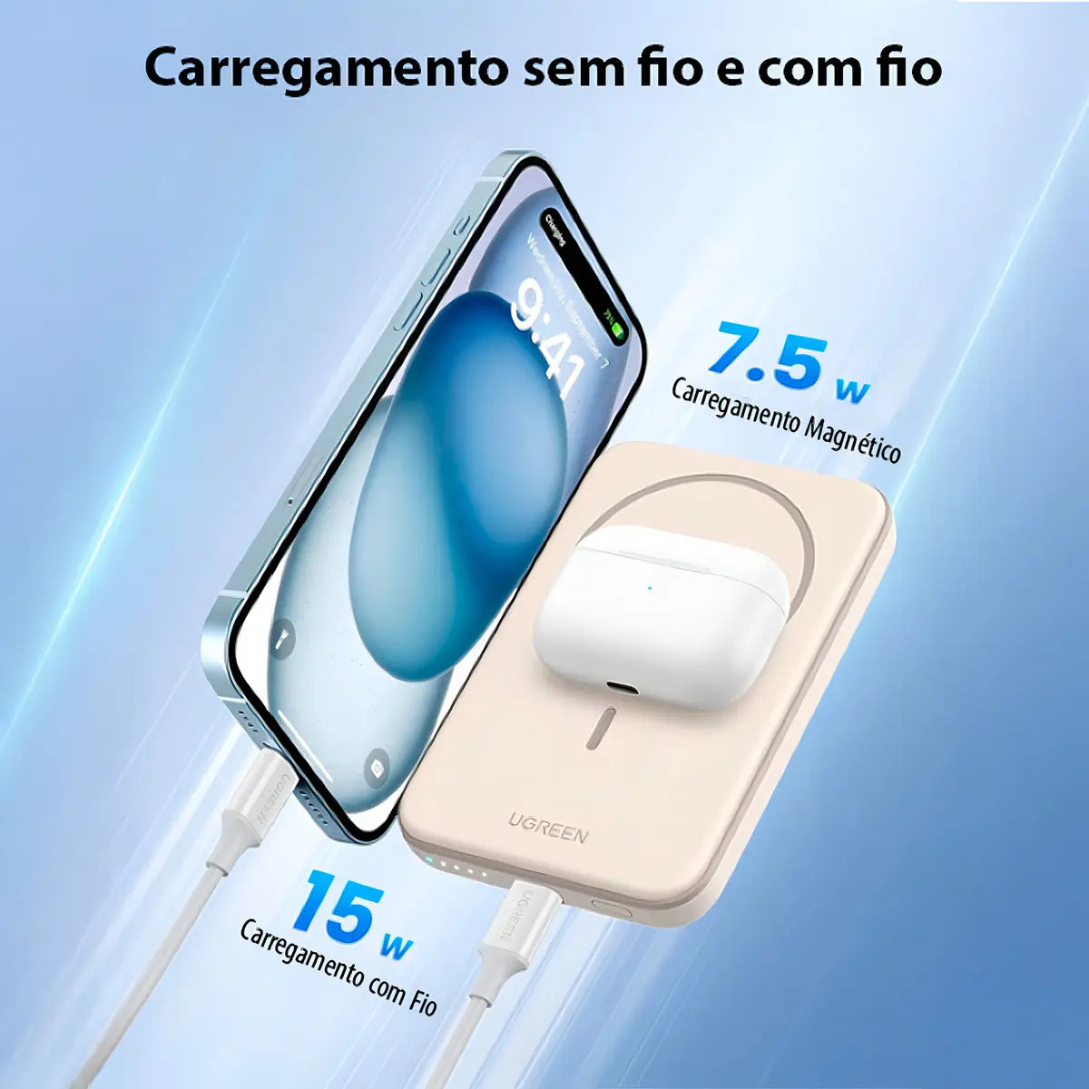 Power Bank Cargador Portatil Magnetico 5000mah Ugreen Blanco