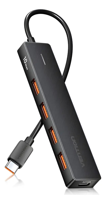 Hub Usb Tipo A 3,2 Otg 5 En 1 10gbps 15cm Para Disco Vention Negro
