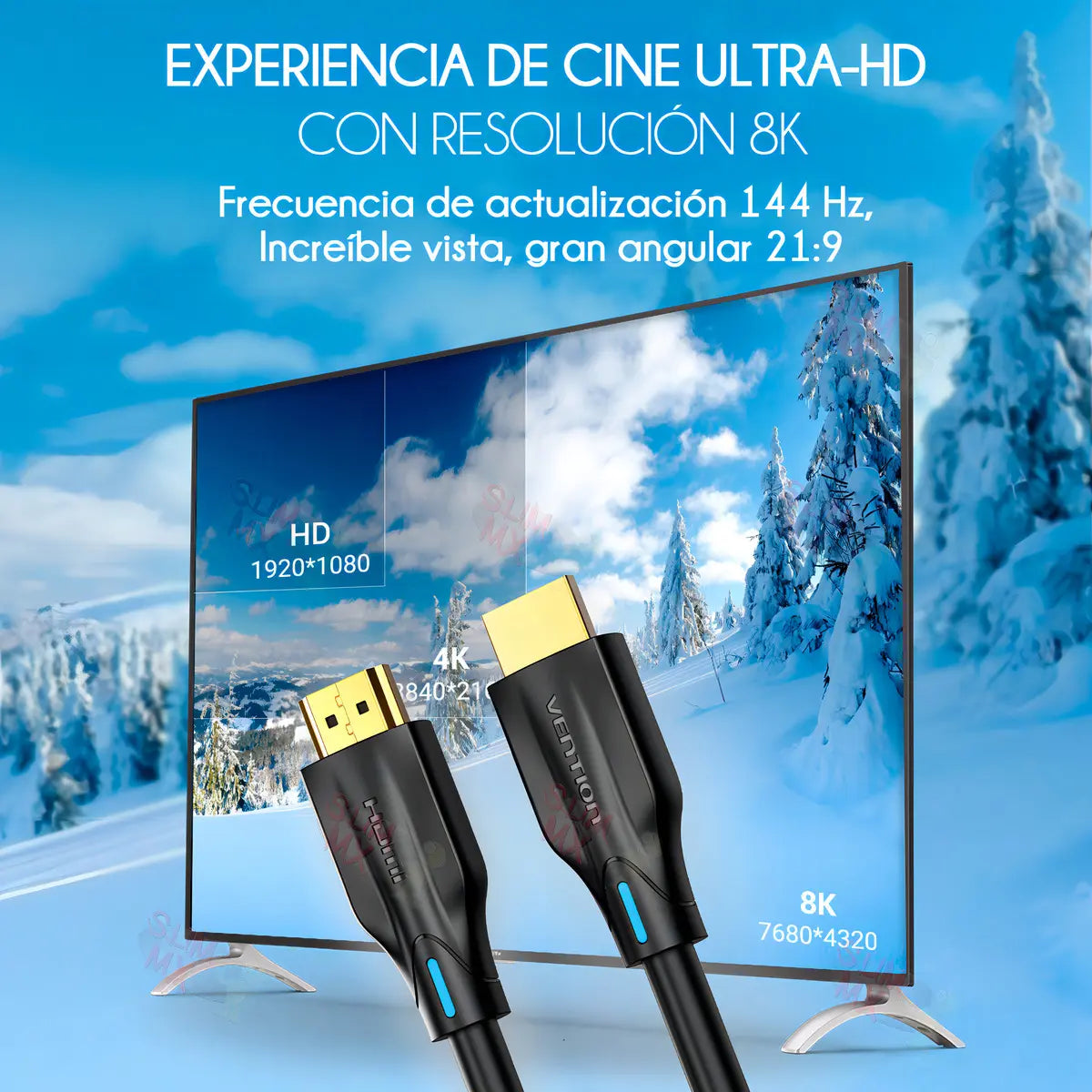 Cable Hdmi 2,1 Premium 8k Earc 120hz 48gbps 5 Metros Vention