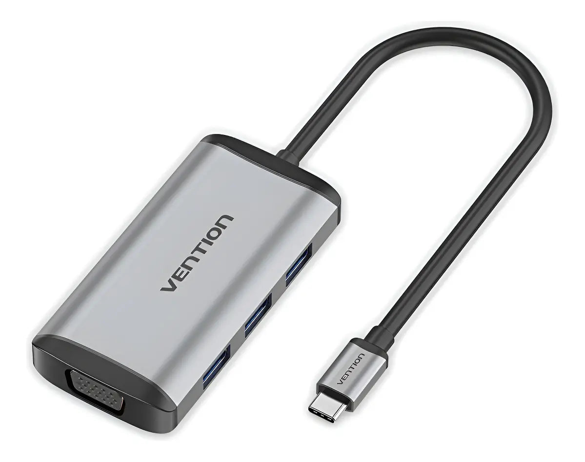 Hub Multipuerto 6 En 1 Usb C Vga Hdmi Usb 3,0 X3 Vention Gris