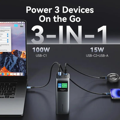 Cargador Portatil Power Bank Usb C 3,1 27000mah 140w Vention Gris