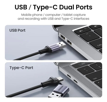 Adaptador Vídeo Hdmi Hembra A Usb + Usb-c 4k 60hz Ugreen