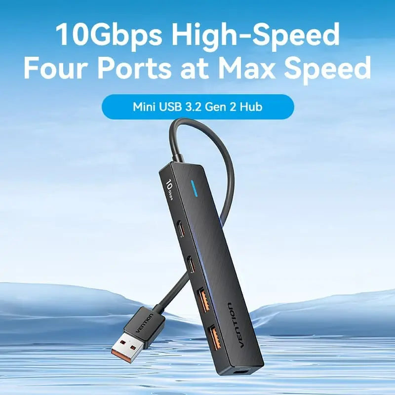 Hub 5 En 1 Usb A 2 Usb 3,2 + 3 Usb C 0,15 Metros Vention Negro