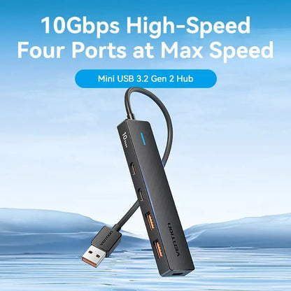 Hub 5 En 1 Usb A 2 Usb 3,2 + 3 Usb C 0,15 Metros Vention Negro
