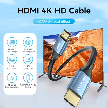 Cable Hdmi 1,4 4k 30hz 3d Hdr Hdcp 10 Metros Azul Vention