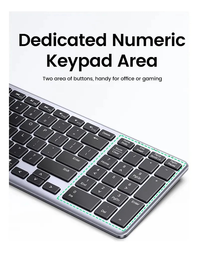 Teclado Inalambrico Con Bateria Bluetooth 5,0 Ingles Ugreen Plateado Inglés Us