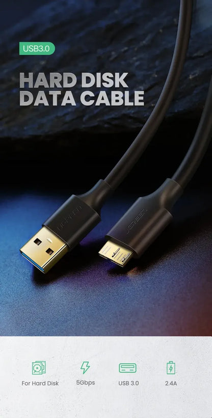 Cable Para Discos Rigido Usb 3,0 A Micro B 0,5m 5gbps Ugreen Negro