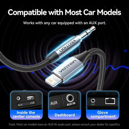Adaptador Para iPhone A Auxiliar Jack 3,5mm 1,5m Vention Gris