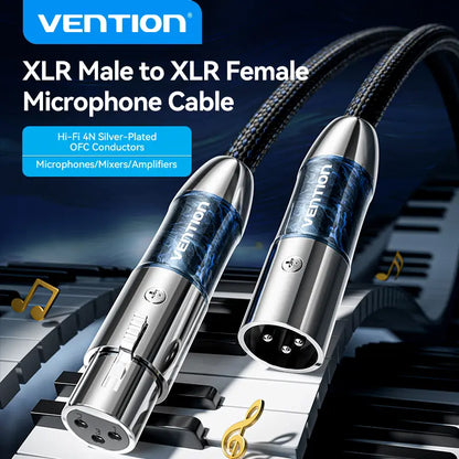 Cable Xlr Macho Hembra Canon Vention 5 Metros Hifi Microfono