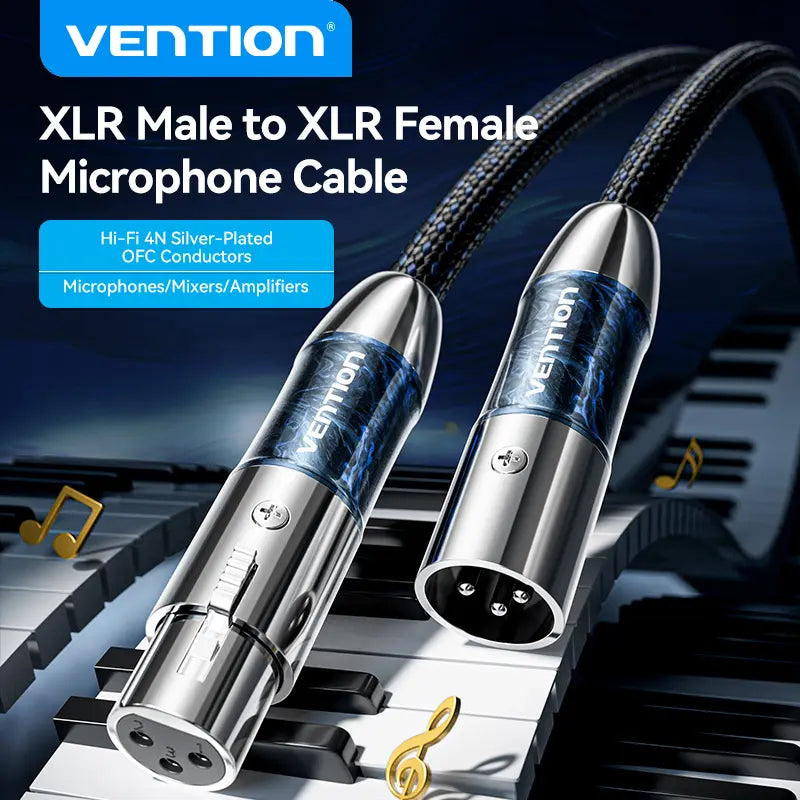 Cable Xlr Macho Hembra Canon Vention 10 Metros Microfono