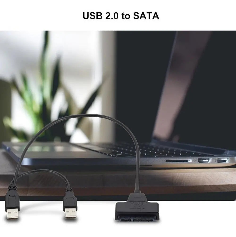 Cable Adaptador Usb 2,0 A Sata 2,5’ Discos Rígidos Y Ssd Negro