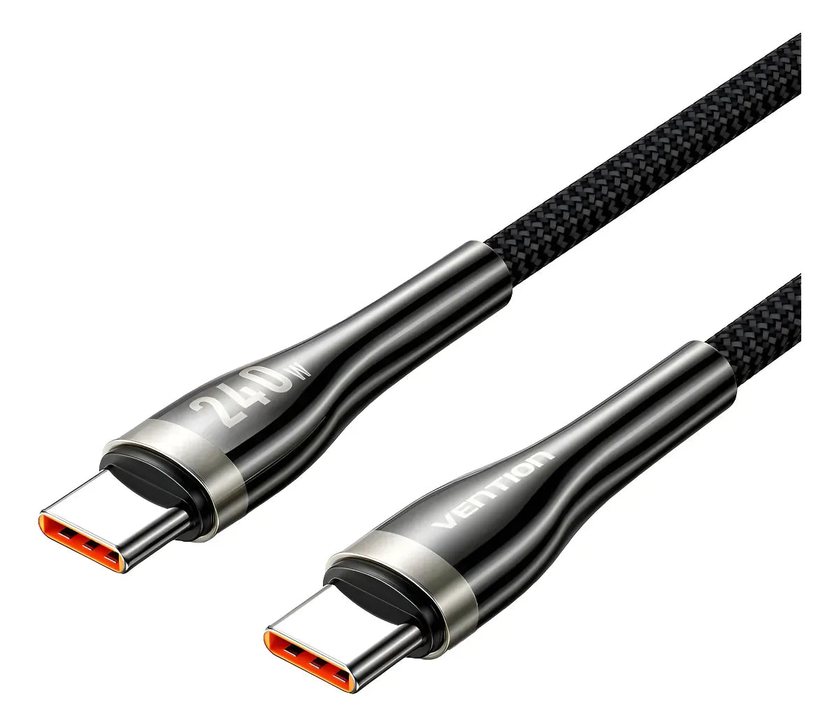Cable Usb C Vention 1,2 Metros Carga Rapida 240w Trenzado Negro