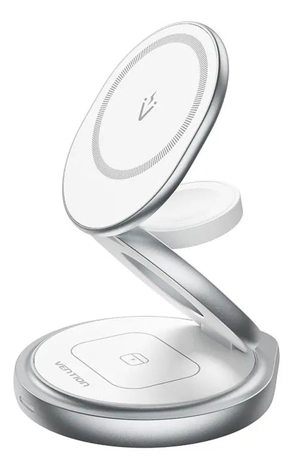 Cargador Inalámbrico 3 En 1 Qi Magsafe 15w Vention Universal Plateado