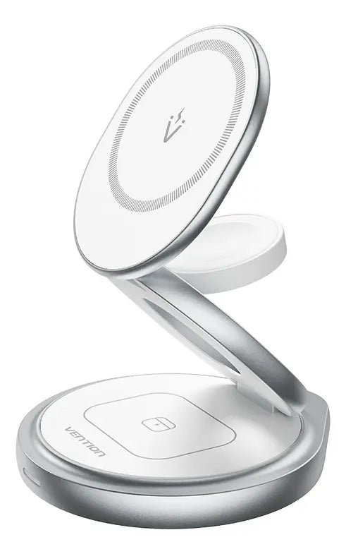 Cargador Inalámbrico 3 En 1 Qi Magsafe 15w Vention Universal Plateado