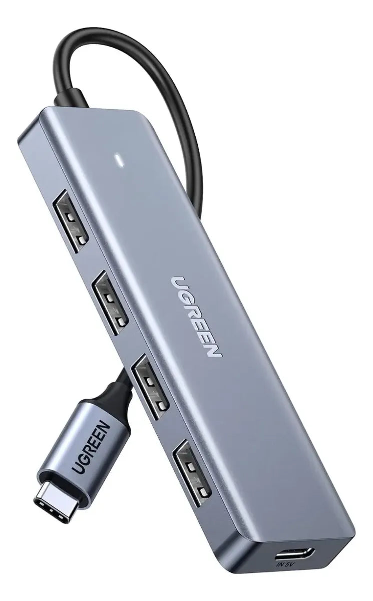 Hub Multipuerto Usb-c - 5 En 1 - Usb 3,0 X4 Pd 5v Ugreen Plateado