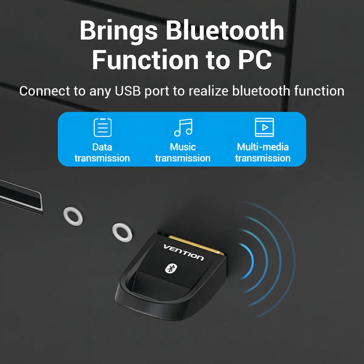 Adaptador Emisor Receptor Bluetooth 5,0 Usb Dongle Vention