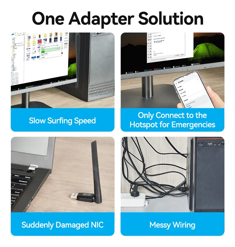Adaptador Receptor Antena Usb Wi-fi Banda Dual Ac650 Vention
