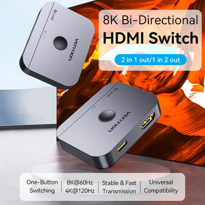 Switch Splitter Bidireccional Hdmi 2,1 8k 60hz Vention