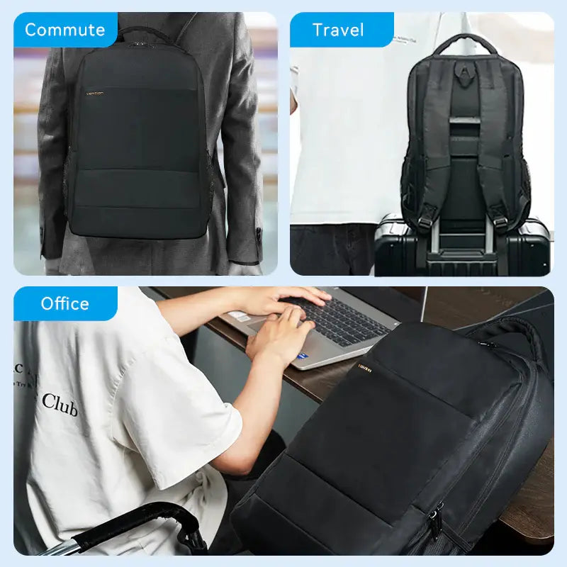 Mochila Para Notebook 15,6 Ejecutiva Resistente Agua Vention - Negro - Liso