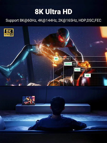 Cable Display Port 1,4 Gamer 8k 60hz 4k Hdr 3d 1,5m Ugreen Negro