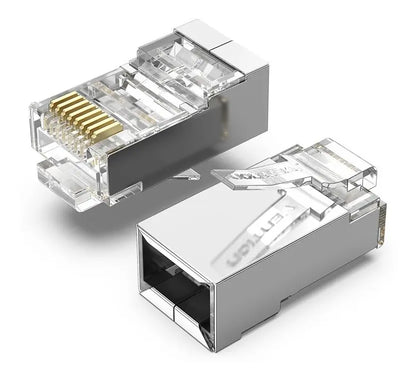 Ficha Red Plug Rj45 Cat5e Modular Blindada Metal X10 Vention