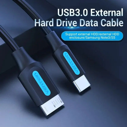 Cable Usb-c 3,0 A Usb Micro-b 2a 5gbps 0,5 Metros Vention Negro